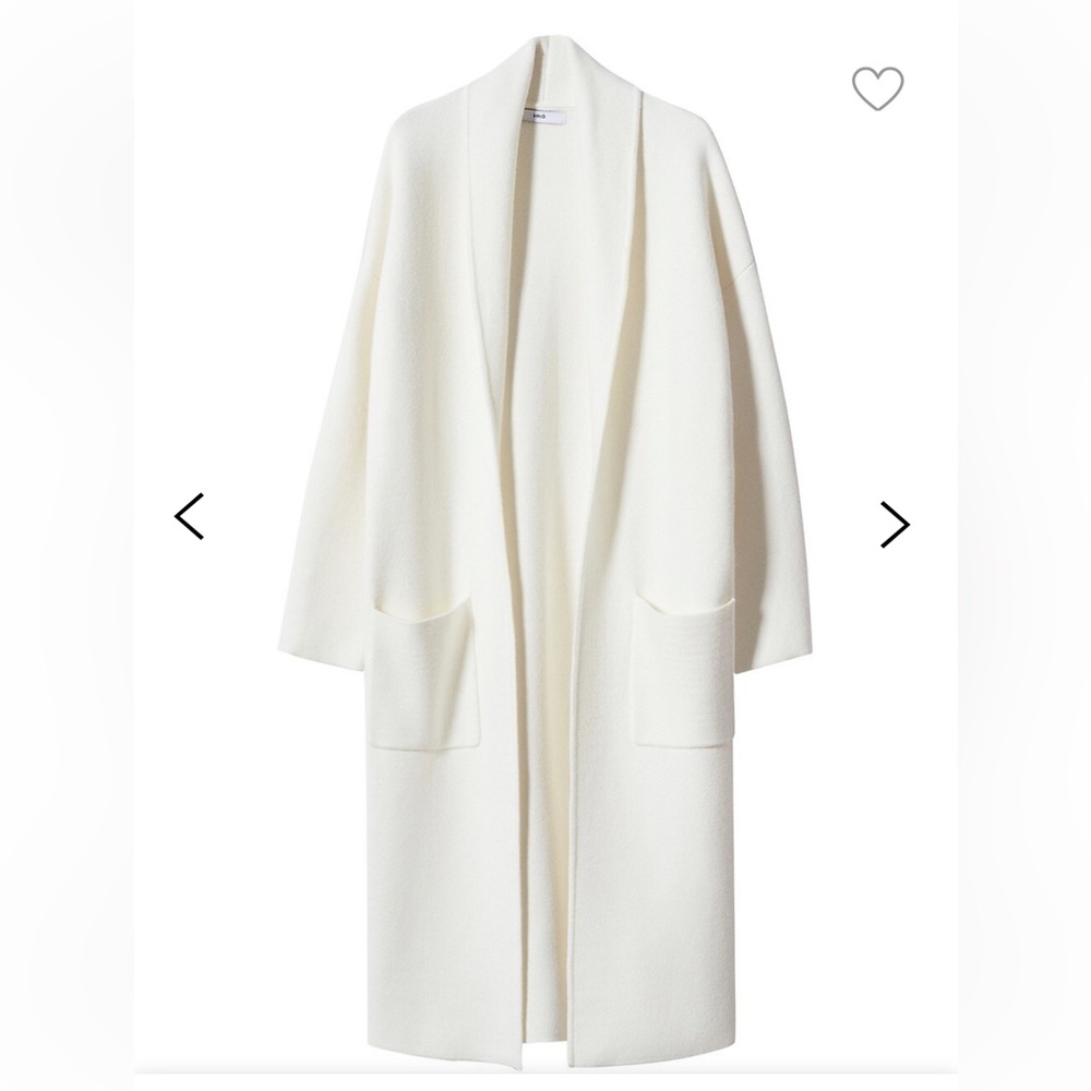 NWT Mango Coatigan Cardigan Knit Coat Size Small, Ivory 🤍